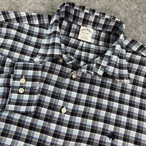 Brooks Brothers Mens Button Down Shirt Large Plaid Blue Non-Iron Supima Cotton
